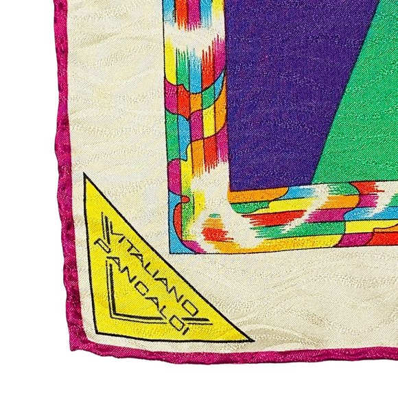 Rare Vitaliano Pancaldi 17" Silk Pocket Square - Picture 3 of 13